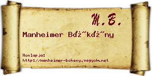 Manheimer Bökény névjegykártya